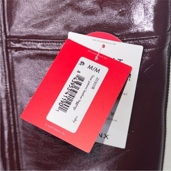 SPANX Faux Leather Patent Leggings in Ruby Size Medium - Picture 6 of 10
